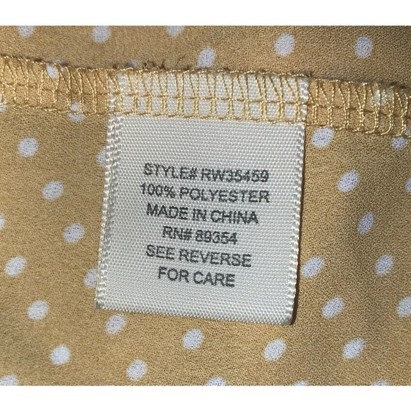 Ultra Flirt Top Smocked Off the Shoulder Yellow Polka Dotted Woman's Size L - Picture 5 of 6